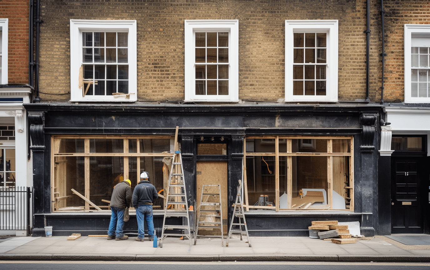 Builders constructing a house