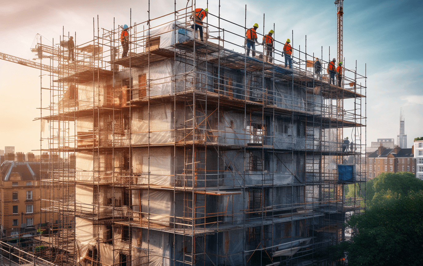 builders working on a multistorey building