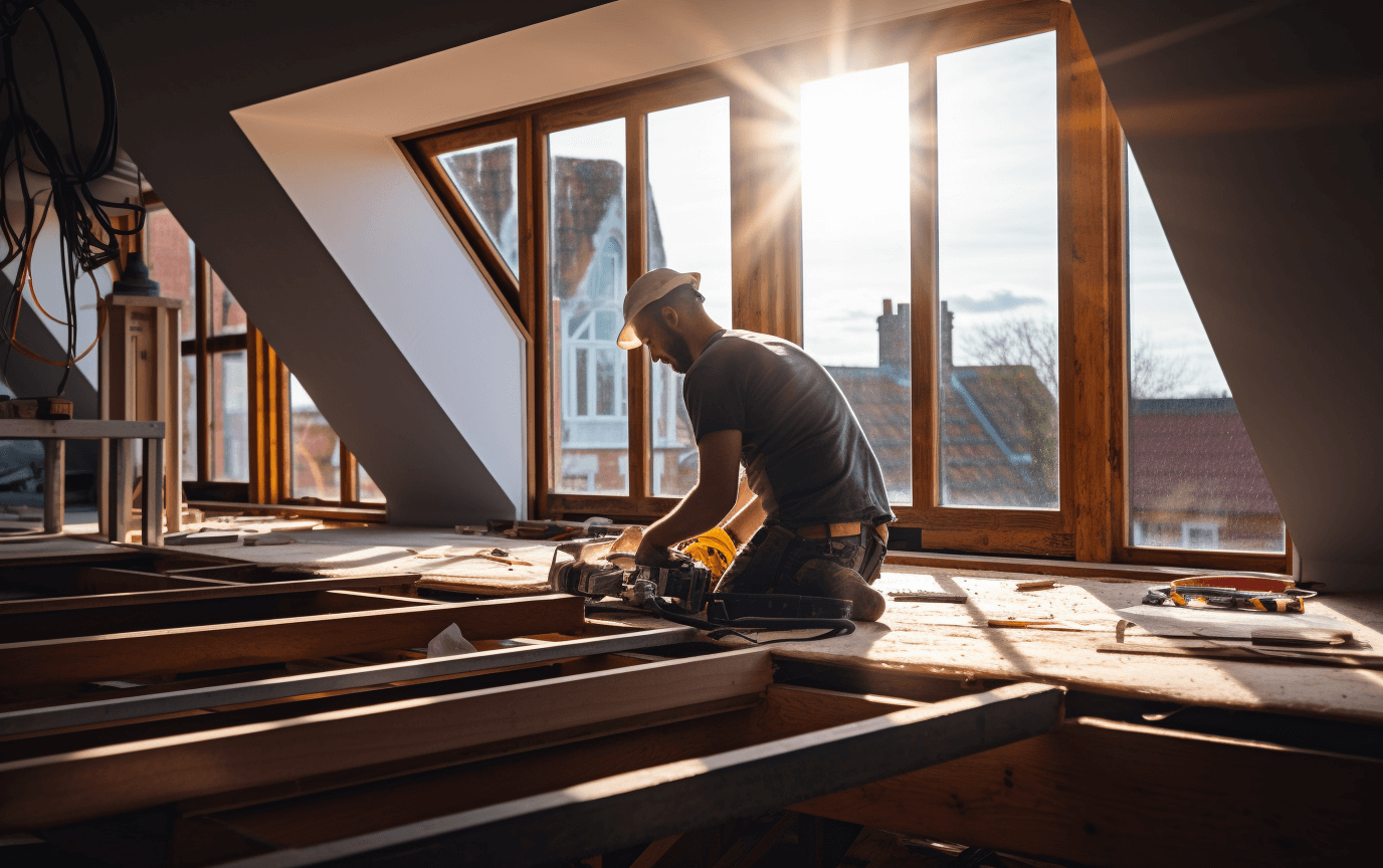 builder working on a loft conversion