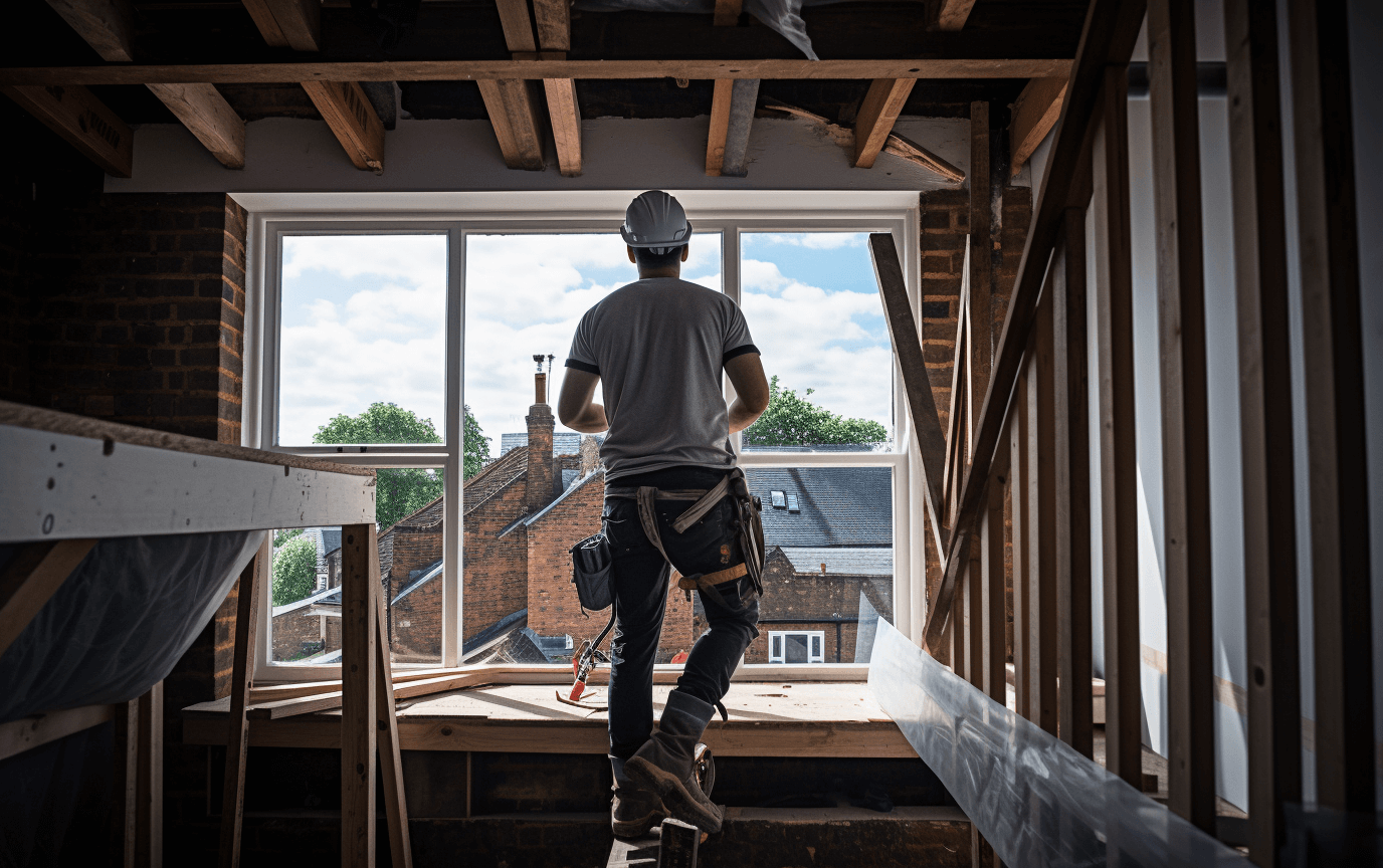 handyman assessing the lofts ceiling